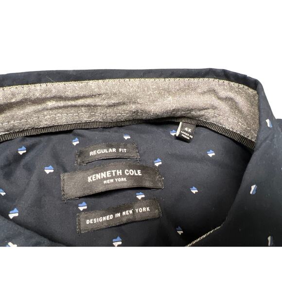 Kenneth Cole The Peached Poplin Navy Blue Button Down Shirt Size 4X New - Picture 4 of 8